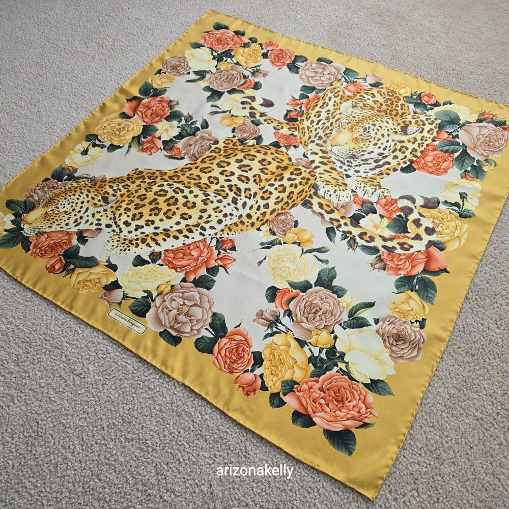 LIKE NEW Salvatore Ferragamo Leopards Flowers Silk - Picture 6 of 9